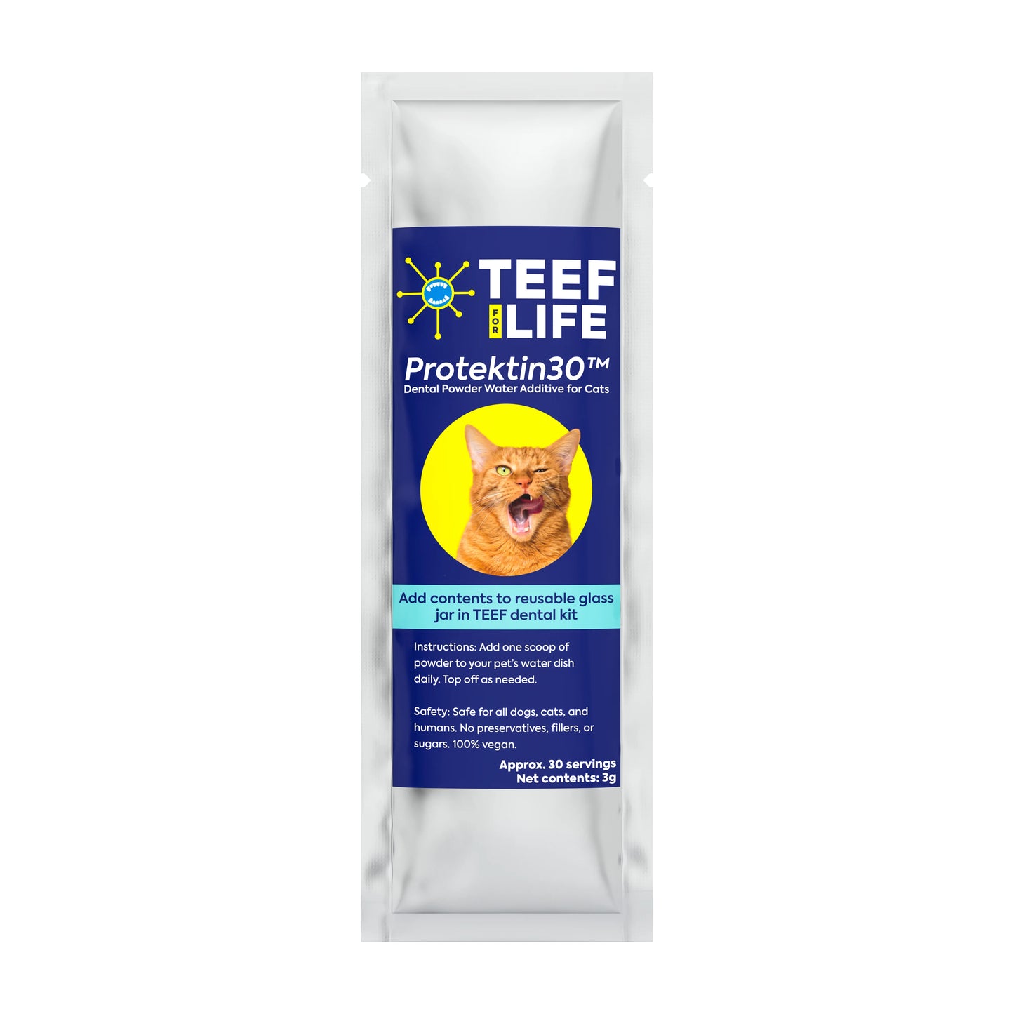 Teef! Protektin30 Prebiotic Dental Powder Cat Water Additive 3g