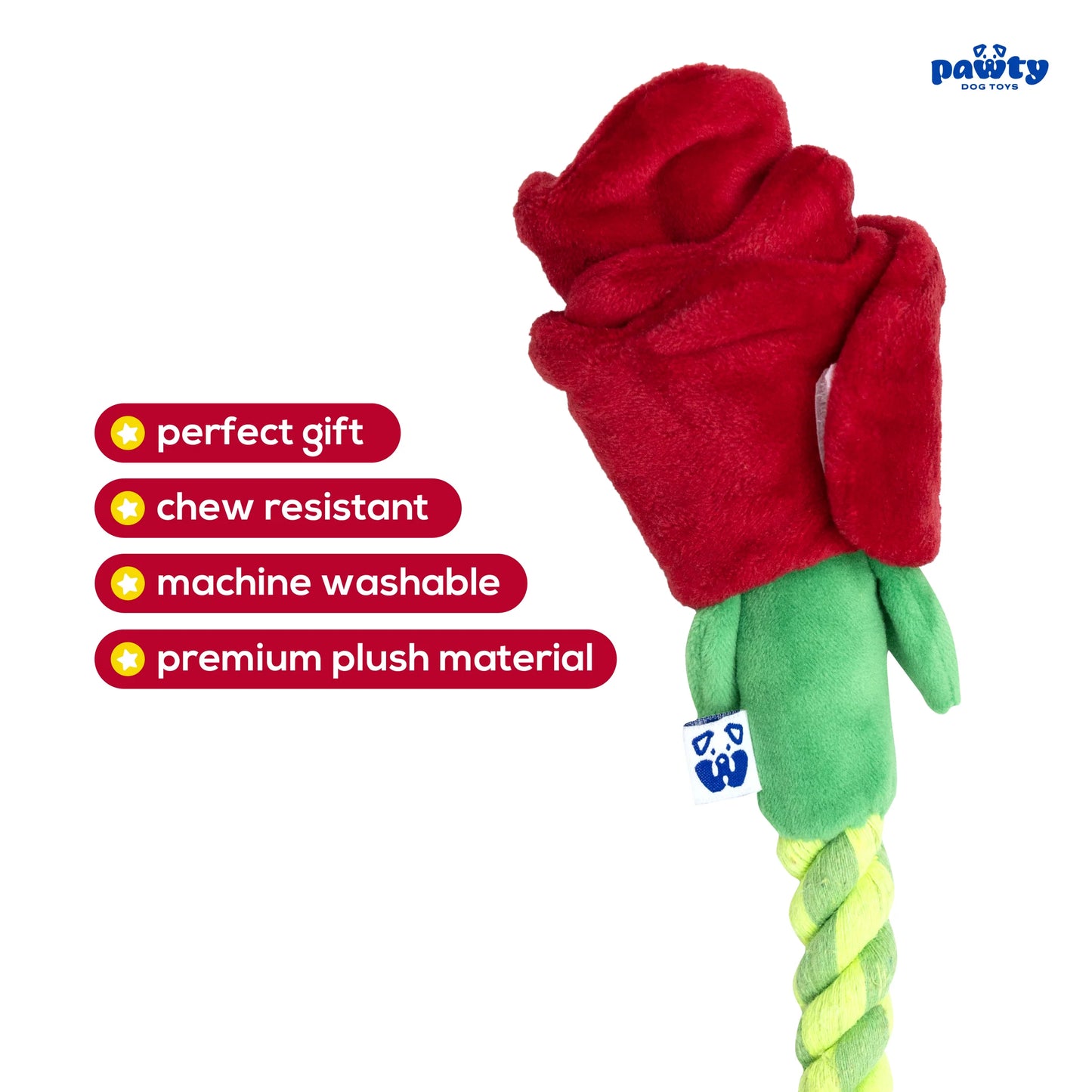Pawty Dog Toys Tug & Treat Rose Interactive Toy