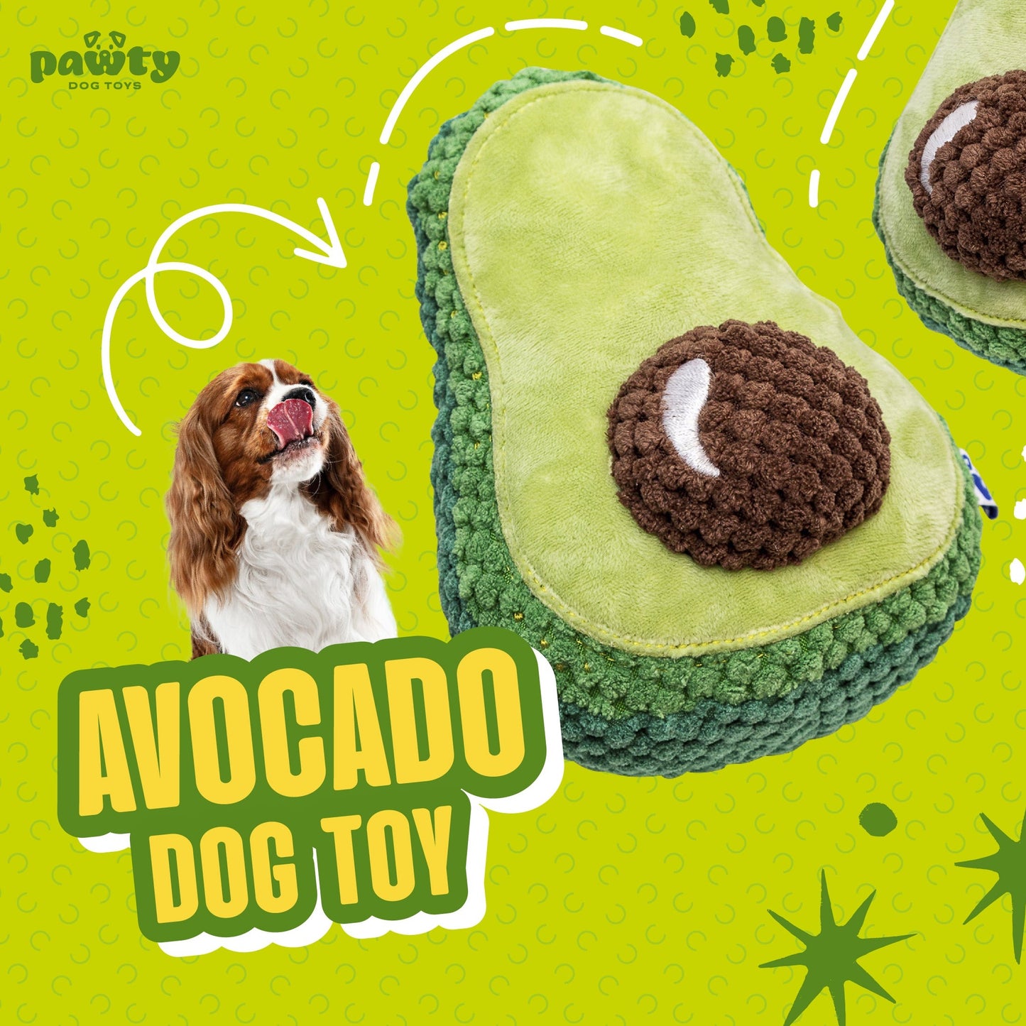 Pawty Dog Toys Avocado Plush Dog Toy