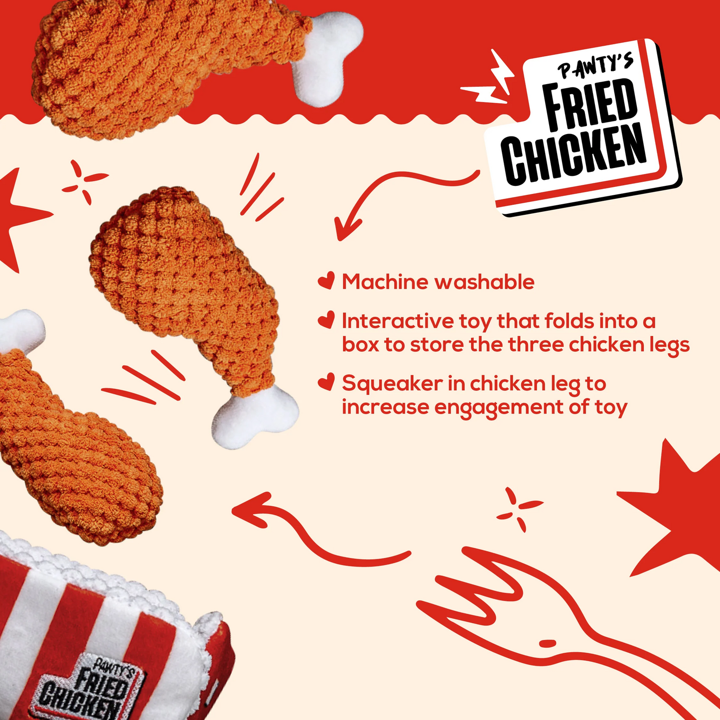 Pawty Dog Toys PAWTY Fried Chicken Interactive Toy