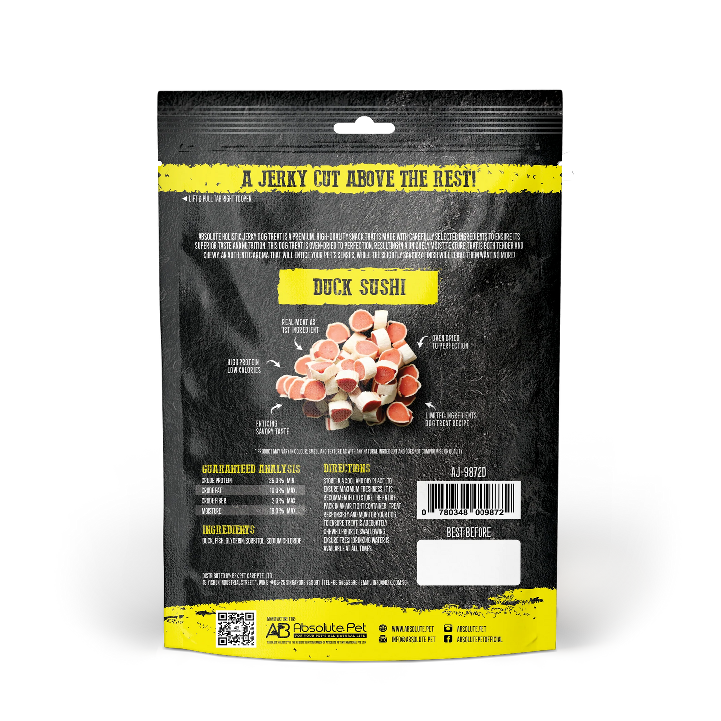 Absolute Holistic Grain Free Treats for Dog - Duck Jerky Sushi (100g)