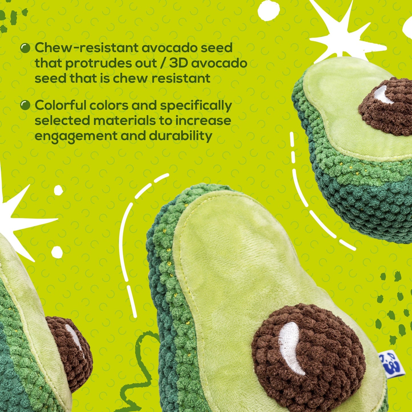 Pawty Dog Toys Avocado Plush Dog Toy