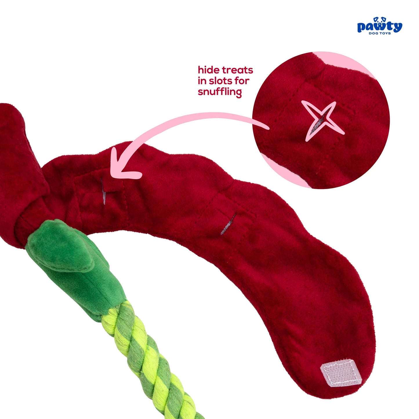 Pawty Dog Toys Tug & Treat Rose Interactive Toy