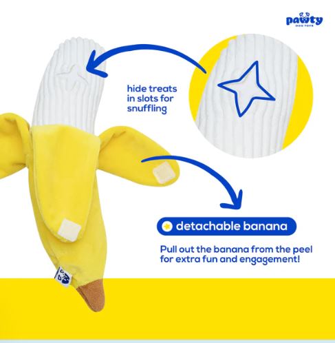 Pawty Dog Toys Peelable Banana Interactive Dog Toy
