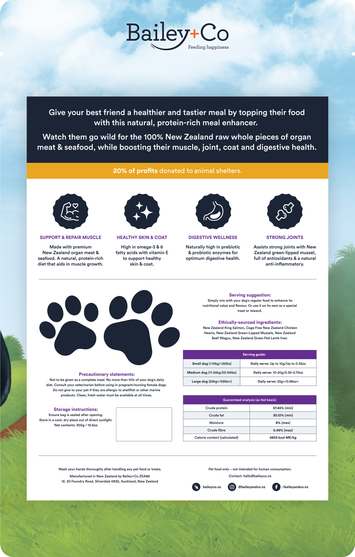 Bailey & Co Raw Meal Enhancer – Mixed Protein for Dogs 300g