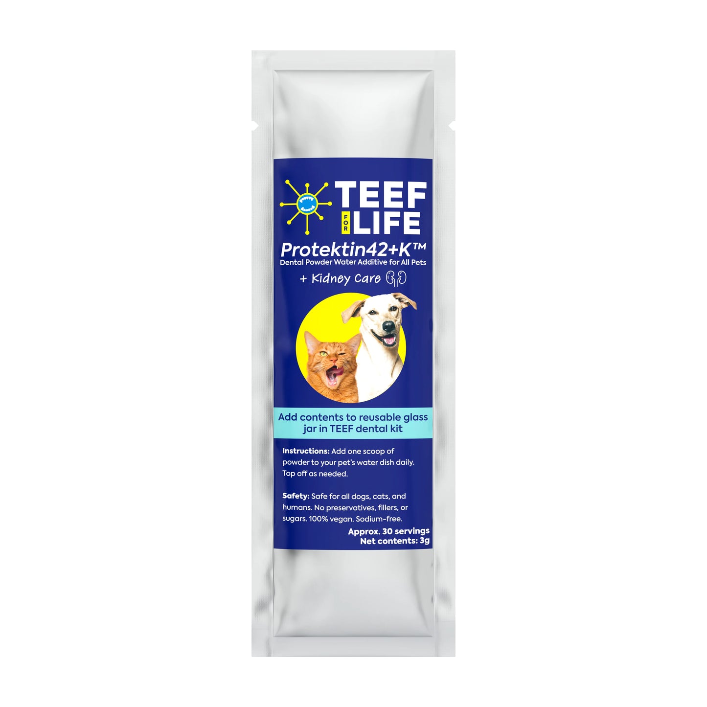 Teef! Protektin42+K Prebiotic Dental Powder Water Additive For Cats & Dogs 3g